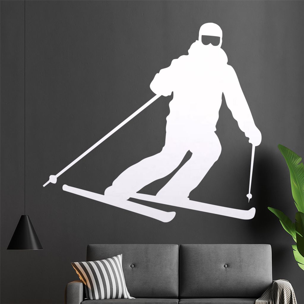KIWISTAR Skifahrer Silhouette fahrend Abhang Ski Wandtattoo in 6 Größen - Wandaufkleber Wall Sticker - Dekoration, Küche, Wohnzimmer, Schlafzimm...