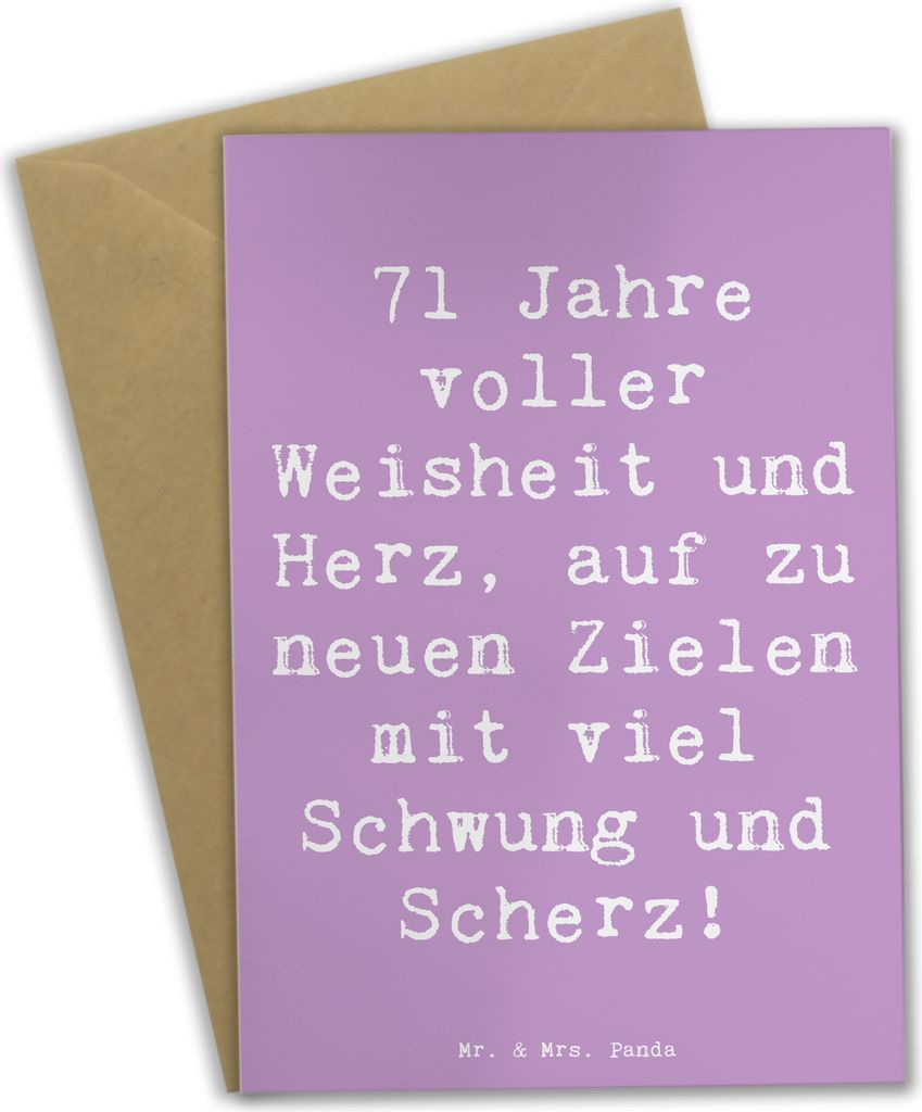Mr. & Mrs. Panda Grußkarte Spruch 71. Geburtstag - Lavendeltraum - Geschenk, Happy Birthday, weihnachtskarten, siebzigster, neue Ziele, Liebe, hoc...