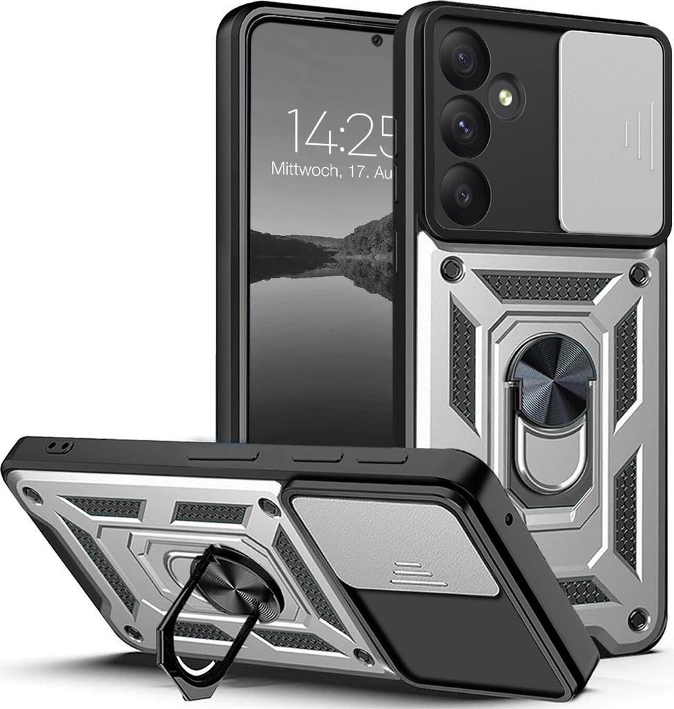 Armor Handyhülle für Samsung Galaxy A35 5G Kameraschutz Handy Panzer Case Cover Schutzhülle Outdoor Farbe: Silber