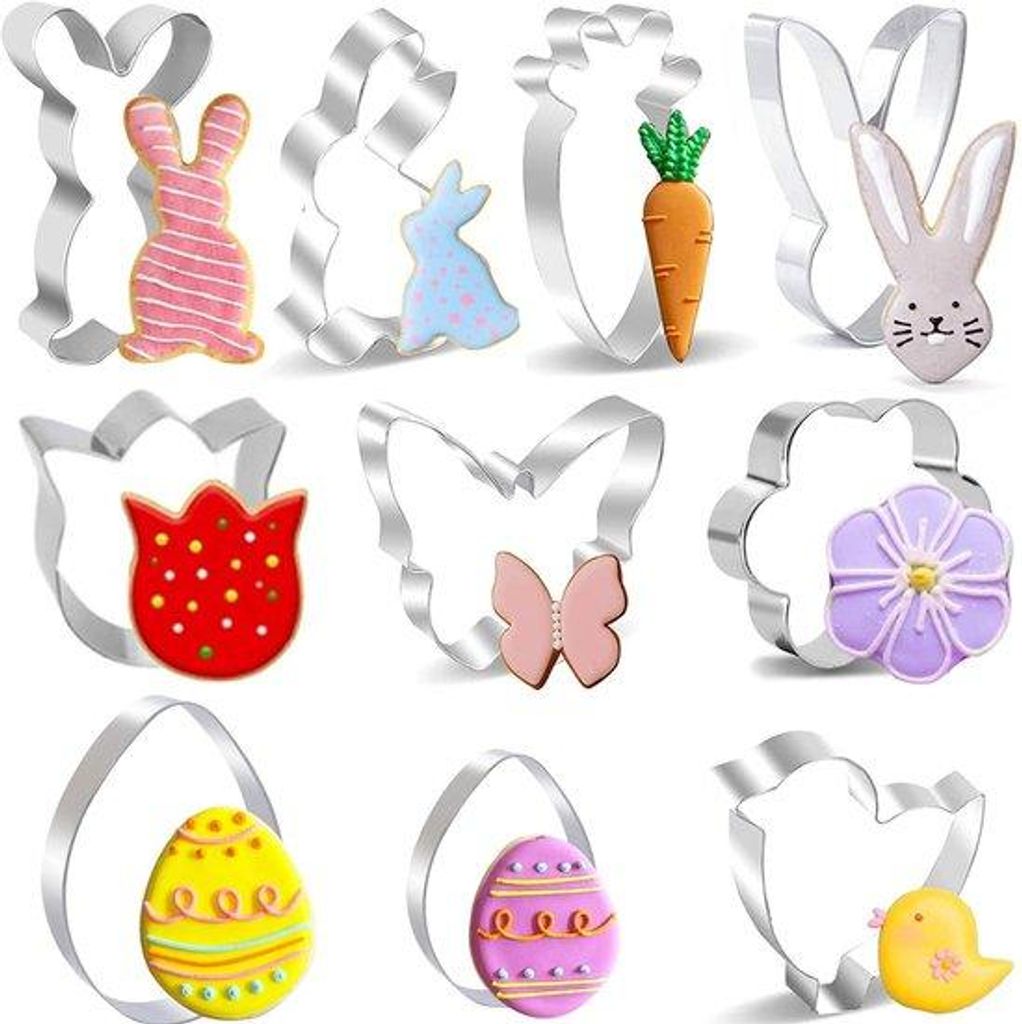 Ostern Keksschaber aus Edelstahl, 10-teilig, für Kuchen und Gebäck dekorieren