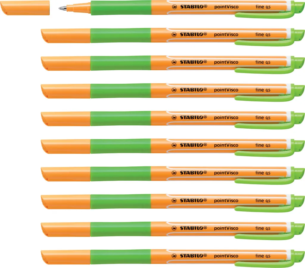 Stylo Prise de Notes Rapide STABILO pointVisco Roller Gel Vert Clair Pro - 12