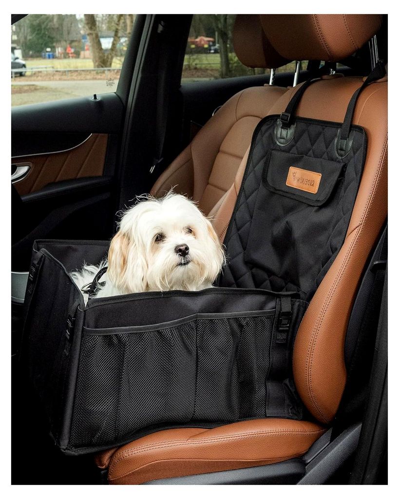 Hundesitz für das Auto - Wasserabweisender Hundesitz für die Rückbank - Hundekorb für kleine und mittelgroße Hunde in Schwarz