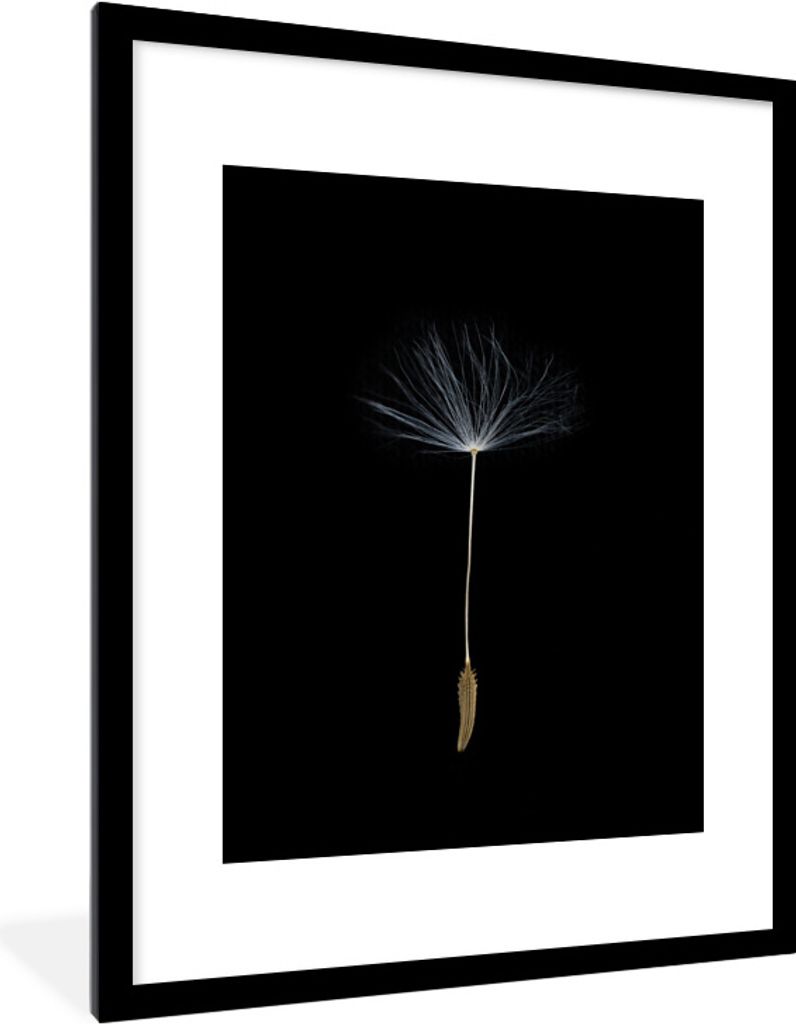 MuchoWow Gerahmtes Poster Samen eines Löwenzahns 60x80 cm - Poster mit Schwarzem Bilderrahmen Wandposter Rahmen Foto Bilder - Wohnzimmer - Dekor...