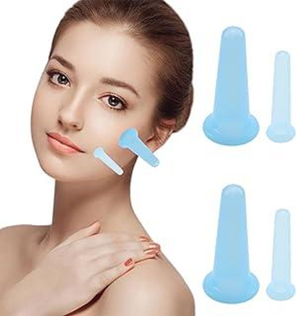 Schröpfgläser Silikon Set,4 STK Schröpfen Gesicht,Face Cupping Set,Facial Cupping,Schröpfköpfe,Schröpfen Therapie für Gesichtsmassage,Anti-C...