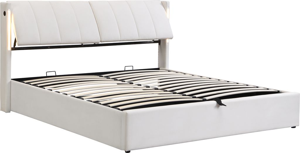 Flieks Polsterbett 160x200cm mit USB, Stauraumbett Produktbild 