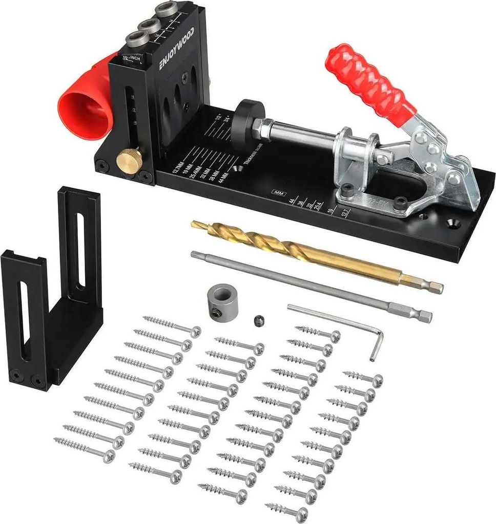 Schräglochbohrlehre für Holz - XK4-A Pocket Hole Jig Kit - 9,5 mm Bohrführung - Aluminium-Kupfer-Legierung - Für Heimwerker - Indigo