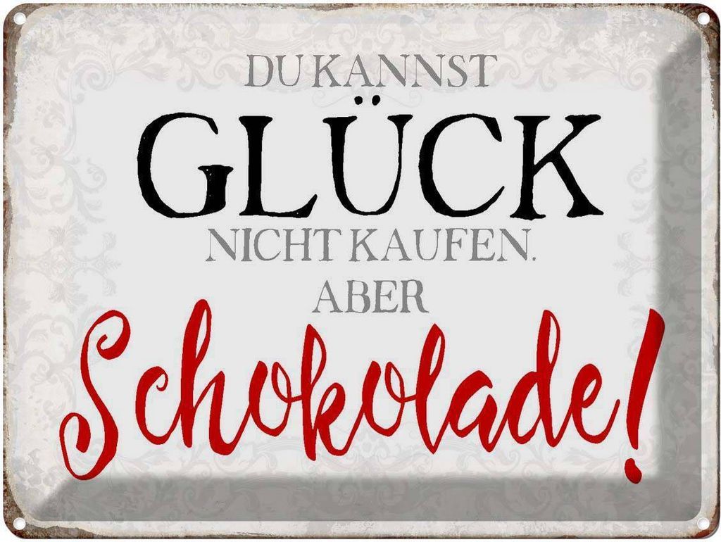 vianmo Blechschild 30x40 cm Glück nicht kaufen Schokolade Spruch Zitat