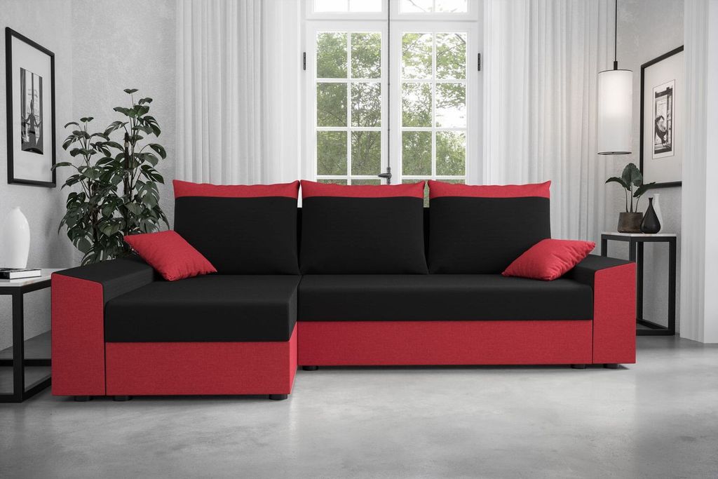 Ecksofa PARI – Rot/Schwarz