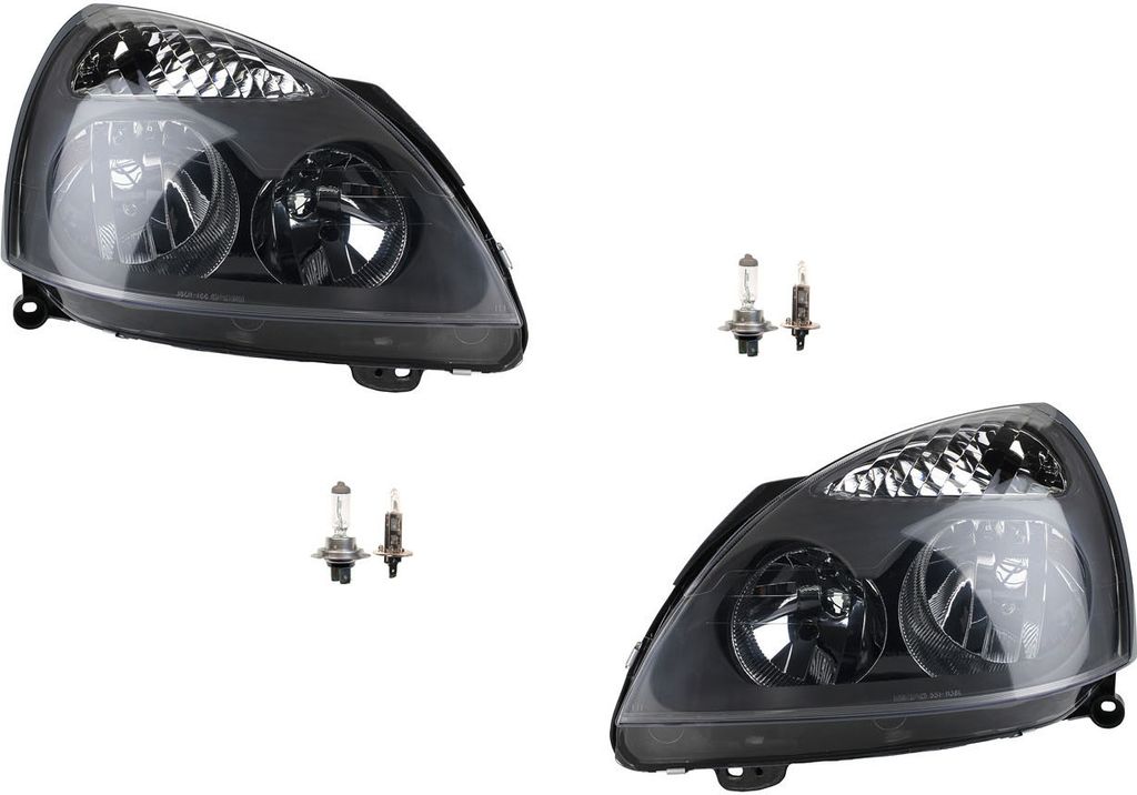 Johns, Scheinwerfer Halogen passend für Renault Clio BB BC CB 01-05 mit H7 H1 Set Li Re 7701057654 7701057658