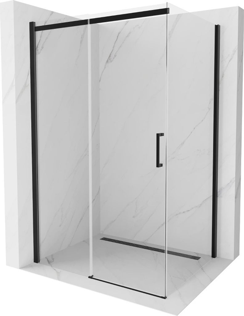 Mexen Omega ausziehbare Duschabtrennung 110 x 90 cm, Transparent, Schwarz - 825-110-090-70-00