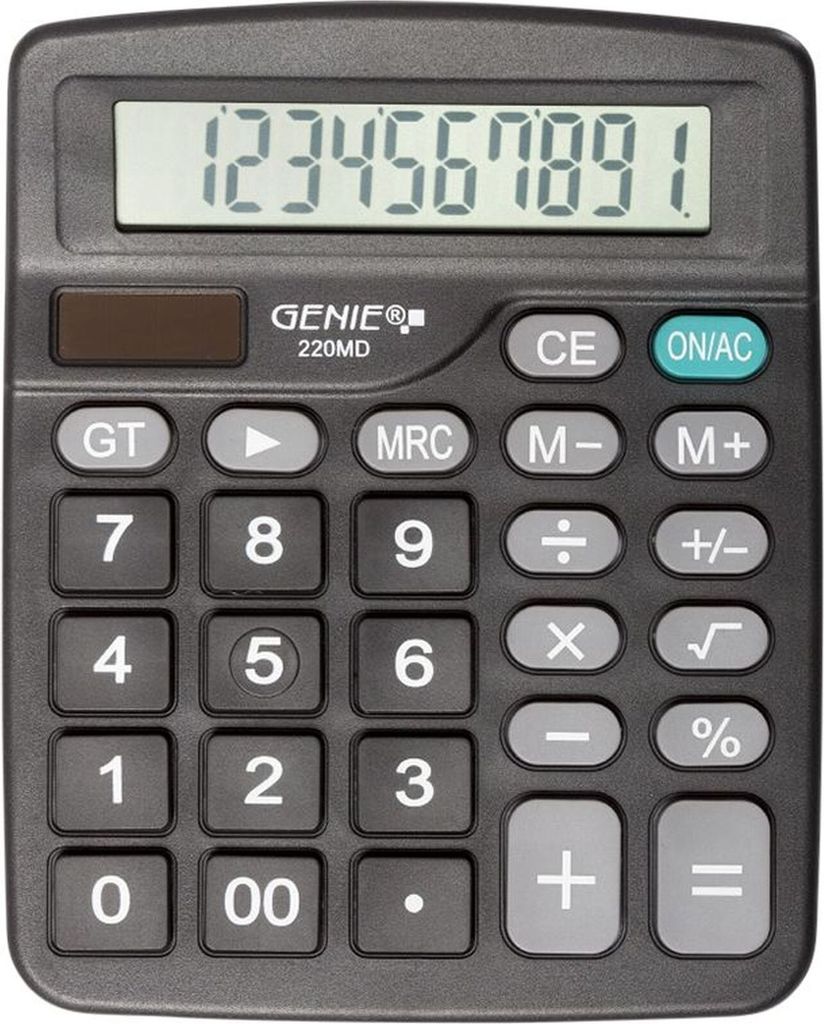 Genie 220 MD - Desktop - Einfacher Taschenrechner - 10 Ziffern - Display klappbar - Batterie/Solar - Schwarz