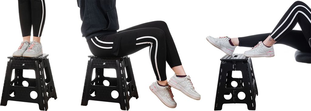 Malatec Černobílý skládací taburet, 39 cm Obrázek produktu 4