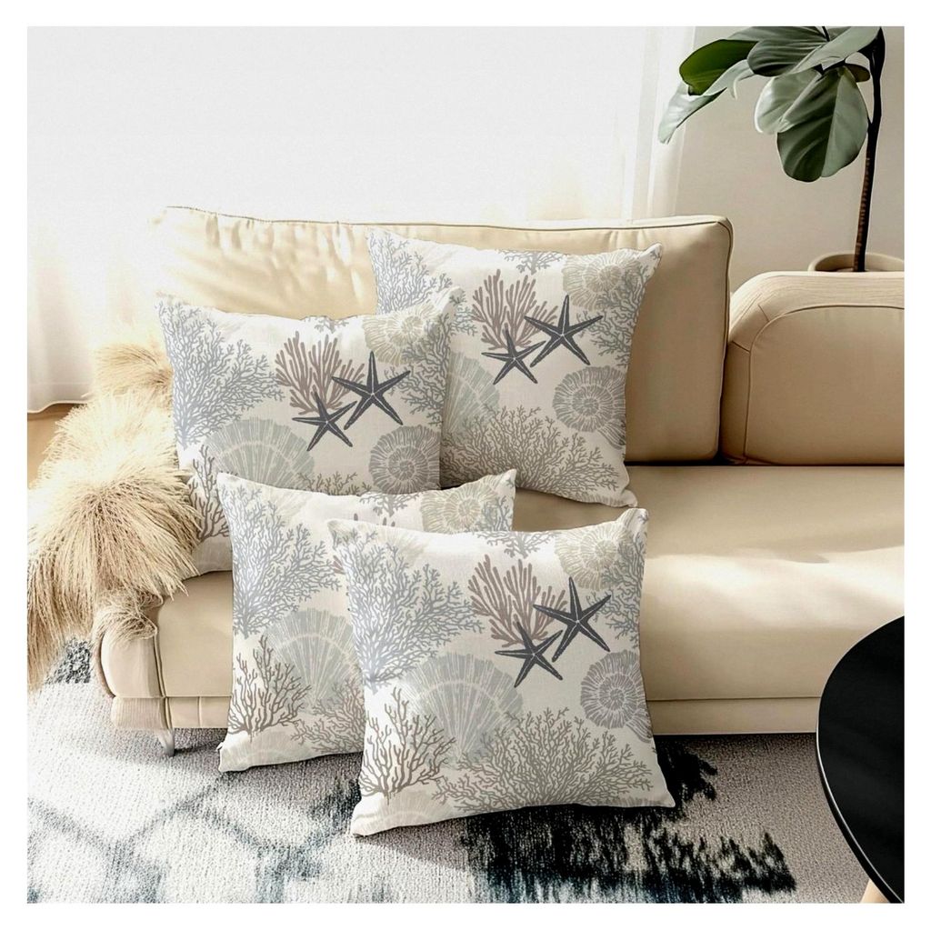 2 Stück wasserdichte Kissenbezüge 45 x 45 cm Maritim Seestern Dekoration für Outdoor und Wohnzimmer