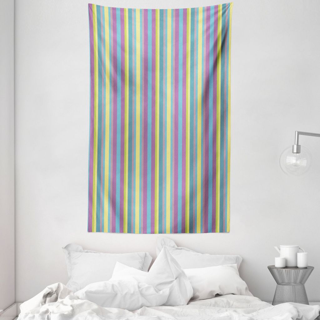 ABAKUHAUS Winkel Wandteppich und Tagesdecke, Bunte Zickzacklinien aus Weiches Mikrofaser Stoff Waschbar ohne Verblassen Digitaldruck, 140 x 230 cm,...