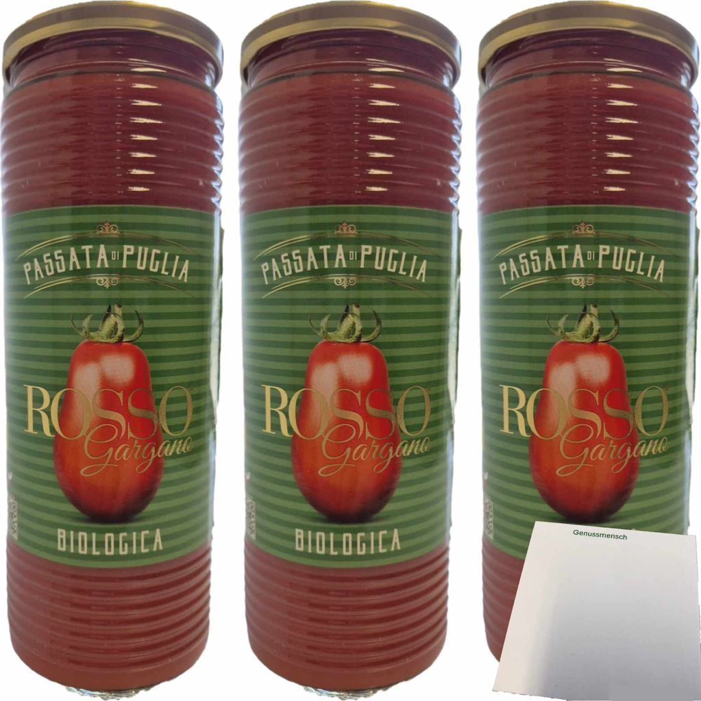 Rosso Gargano Passata di Puglia Passierte Tomaten 3er Pack (3x690g Glas) + usy Block