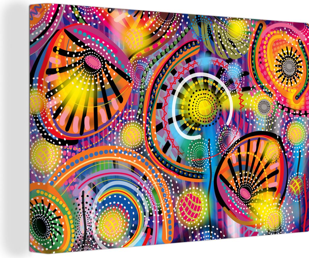 OneMillionCanvasses - Leinwandbilder - 140x90 cm, Formen - Kunst - Muster - Psychedelisch, Wandbilder Kunstdruck Wanddekoration - Foto auf Leinwa...