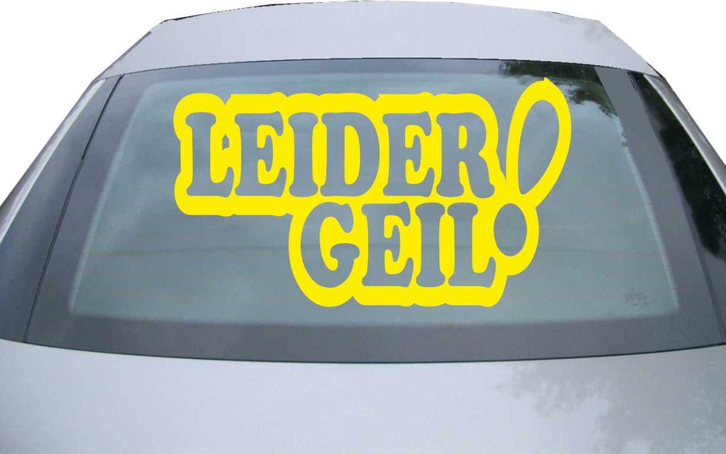 Indigos UG - Aufkleber Heckscheibe & Motorklappe DE2180 - gelb - 600x347 mm - Leider geil! - Auto Scheiben Fenster Heckklappe Tuning Racing JDM - D...