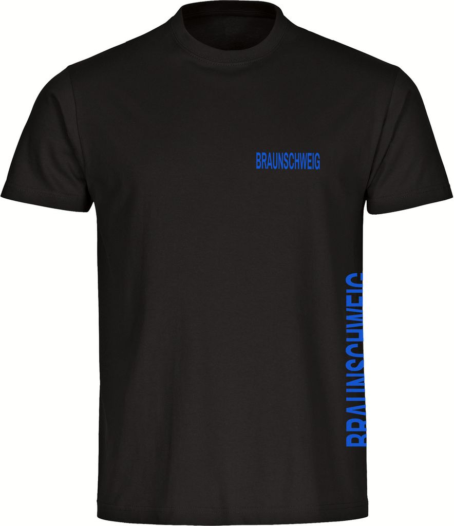 multifanshop Herren T-Shirt - Braunschweig - Brust & Seite, schwarz-2, Größe 3XL