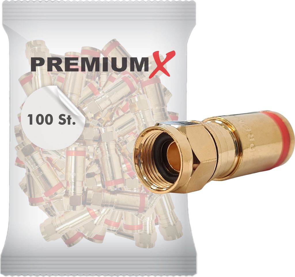 100x PremiumX XCon G3 F-Kompressionsstecker Kompressionsstecker 7,5mm für SAT Kabel Antennenkabel Koaxialkabel Coax Stecker