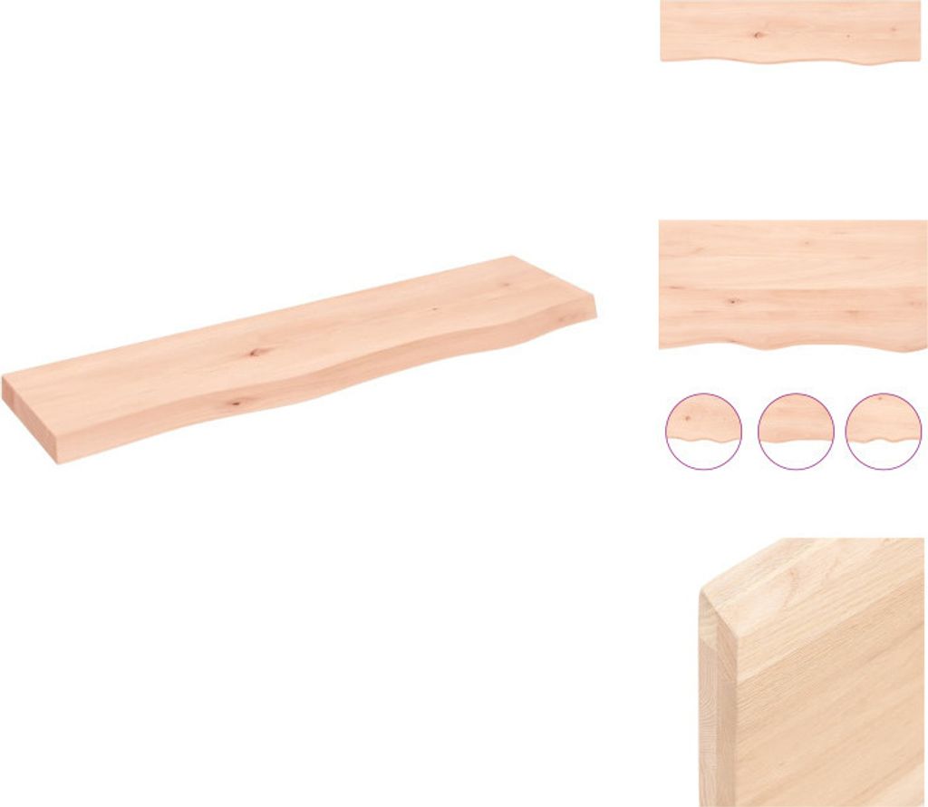 vidaXL Wandregal 80x20x4 cm Massivholz Eiche Unbehandelt - Wandregale