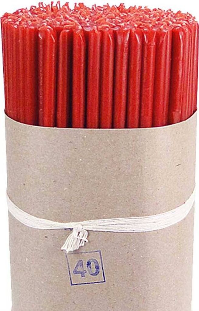 477g (ca. 50 St.) Altarkerzen Rot Ruß Tropffrei Osterkerzen L: 24,5cm 36254