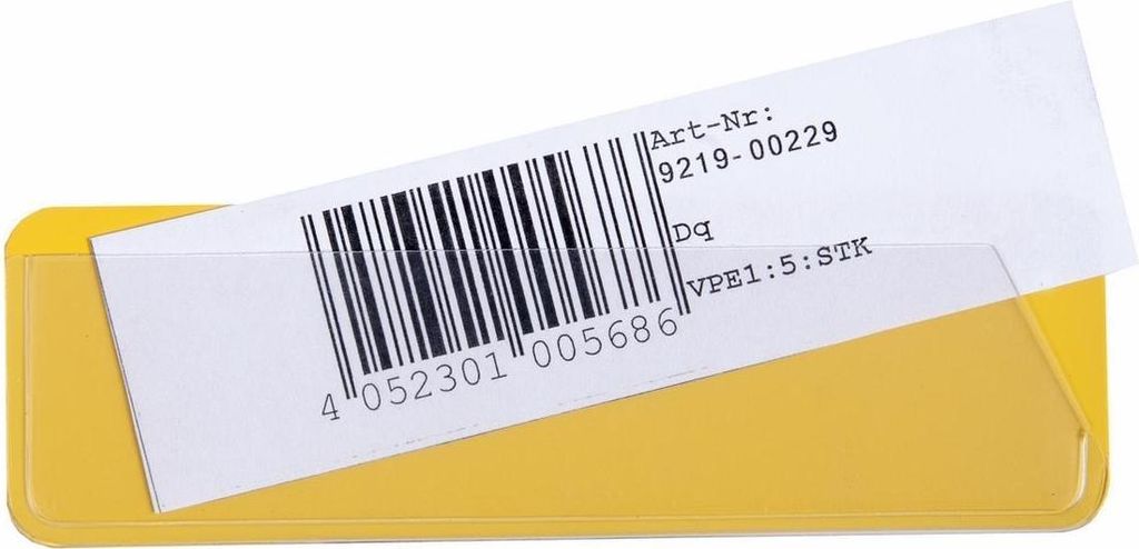 Etikettenträger mit Einsteckhülle, schmutz- und staubabweisend, inkl Etikett, Größe 40 x 120 mm, Fixierung magnethaftend, Gelb, Verpackungseinh...