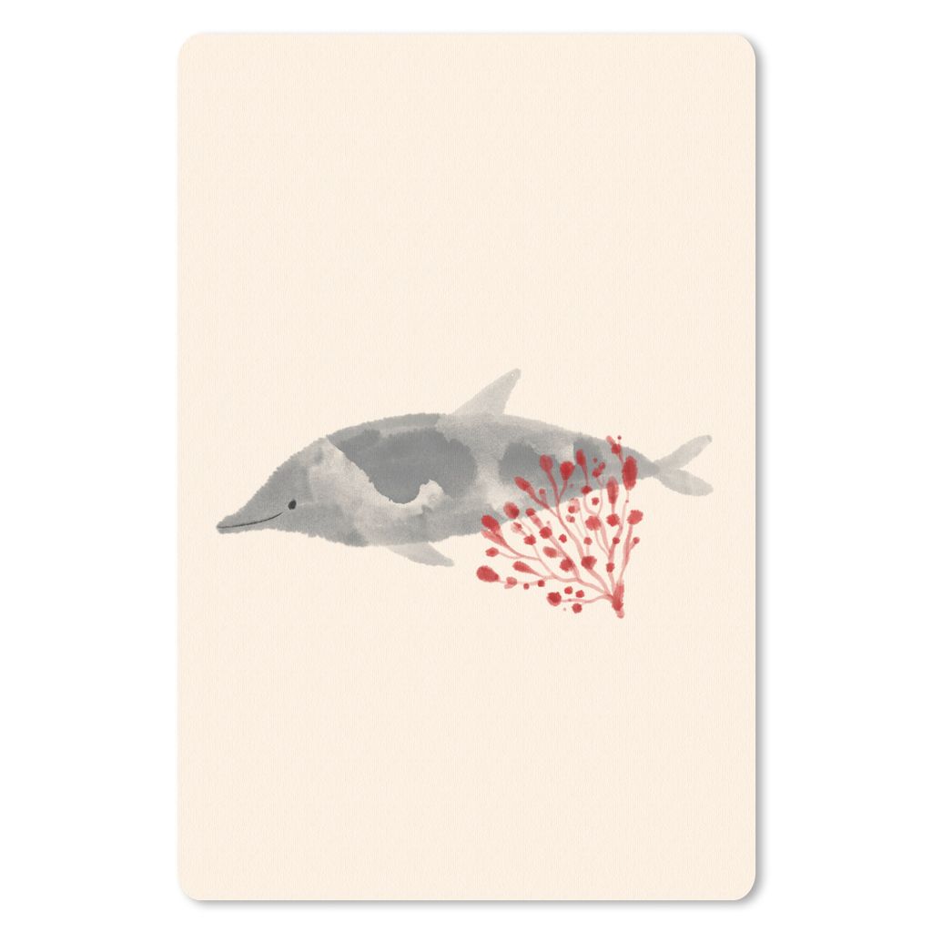 MuchoWow Mauspad Mousepad Delfin - Wasserpflanzen - Rot - Aquarell 40x60 cm - Mousepads - Maus Mat - Pad - Mausunterlage - Schreibtisch Accesoire