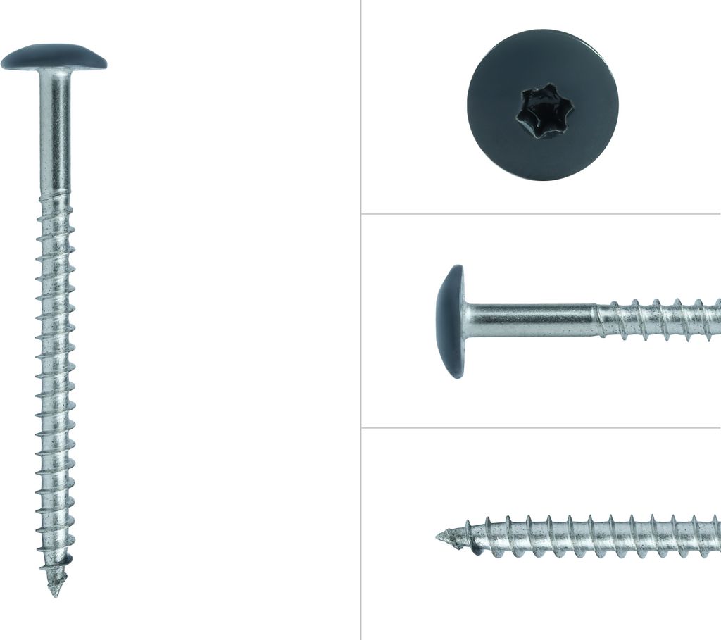 Farbkopfschrauben Anthrazit Edelstahl 4,8 x 38 mm - 100 Stück
