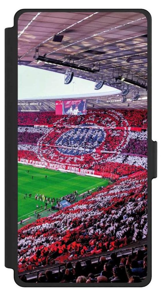 NIVOCASE Klapphülle für Samsung Galaxy S25 Ultra Handyhülle aus Kunst Leder NIVOflip schwarz FC Bayern München FCB Stadion