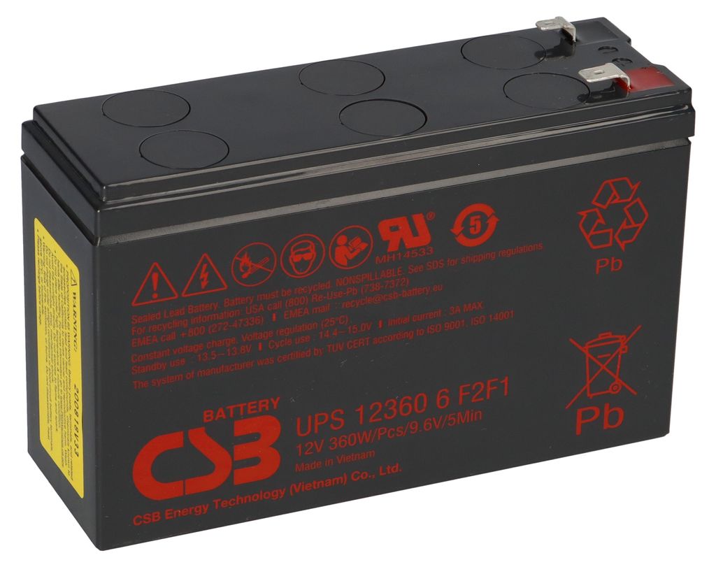 Akumulator kwasowo-ołowiowy CSB AGM 12V 7Ah UPS123606 F2F1 Zdjęcie produktu 