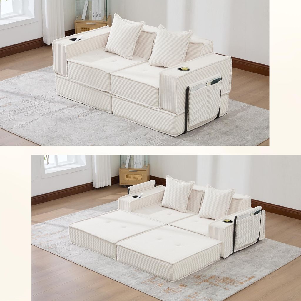 Canapé-lit double moderne – Canapé deux places en tissu Image du produit 