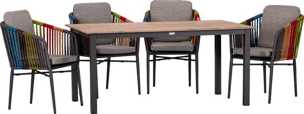 4x 56363 Manhattan color Sessel + 1x 57443 Acaplan 160x90cm anthrazit -cherry