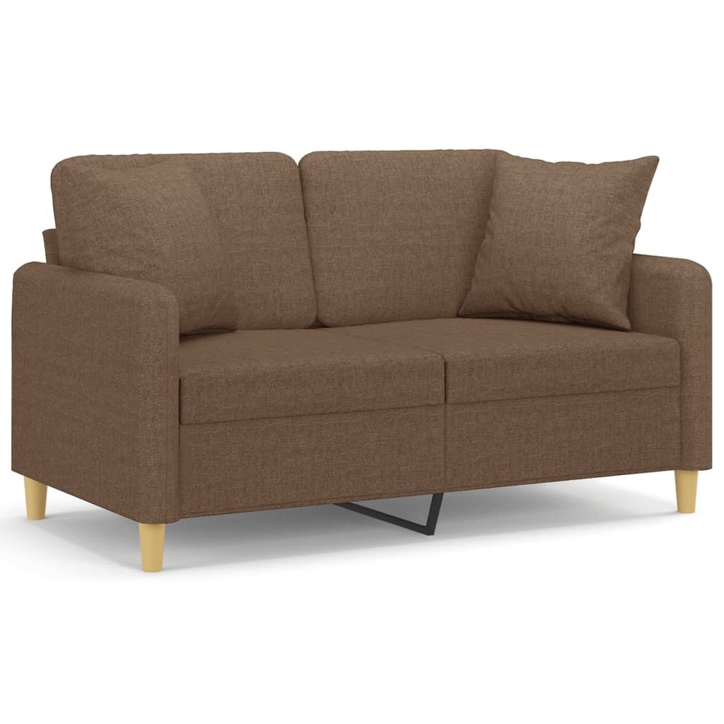 vidaXL 2-Sitzer-Sofa mit Zierkissen Braun 120 cm Stoff