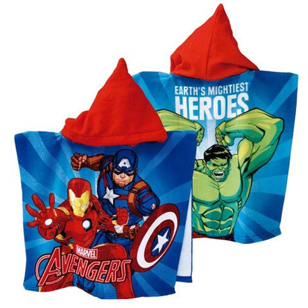 Marvel Avengers Kinder Poncho Kapuzenhandtuch Badeponcho Handtuch Strandtuch 