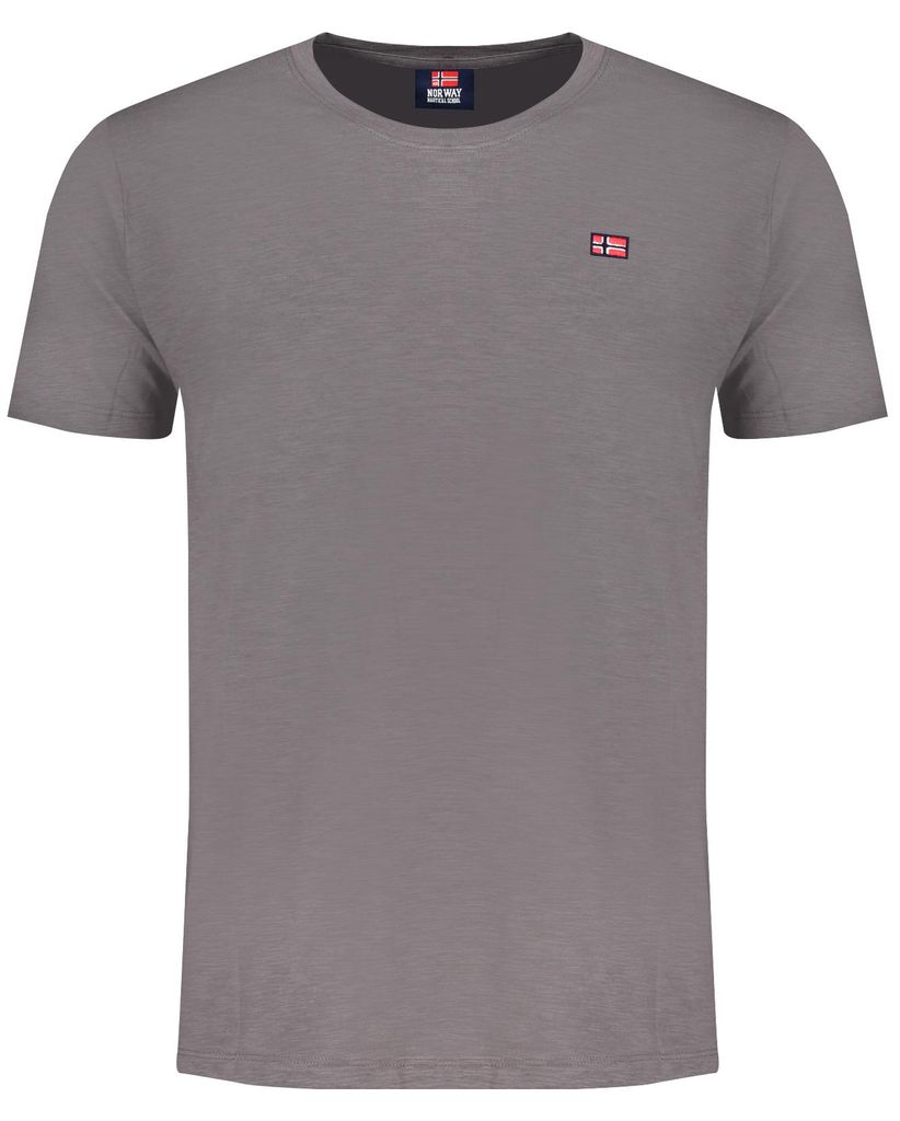 Herren Kurzarm T-Shirt grau mit Rundhalsausschnitt und Logo-Applikation