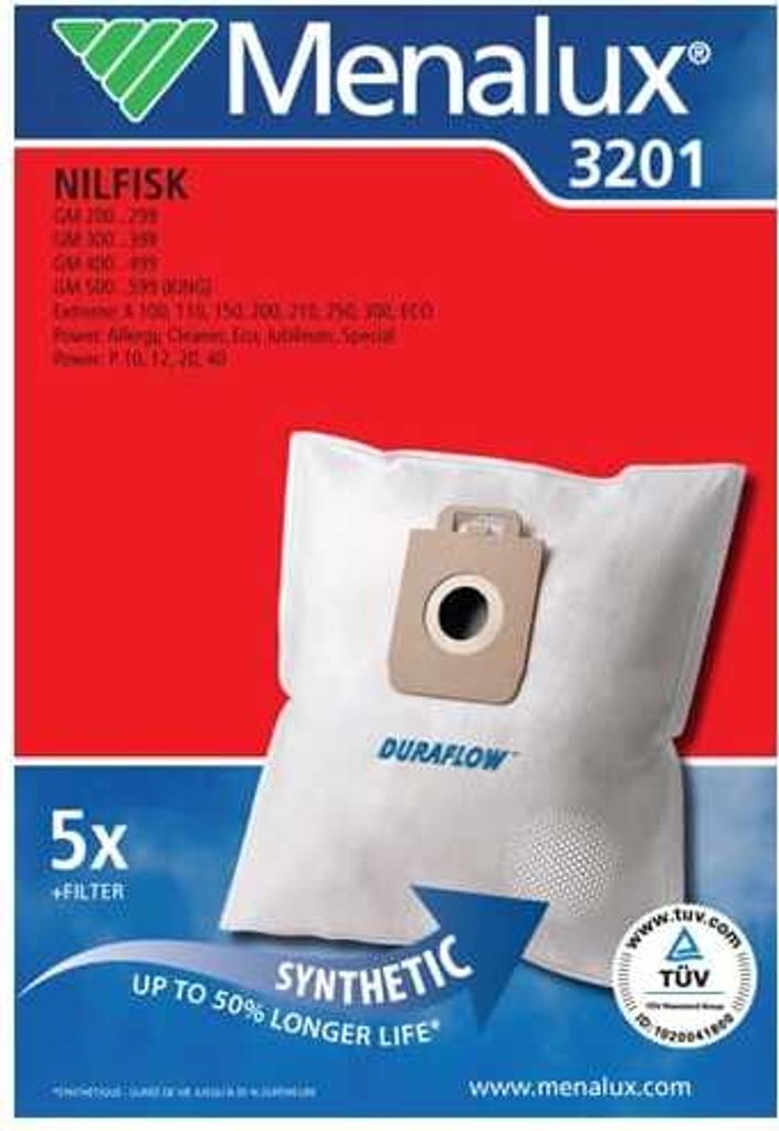 Menalux - Staubsauger Beutel Synth Nilfisk Extreme Gm200 3201 5-Teilig + Filter - 9001961854