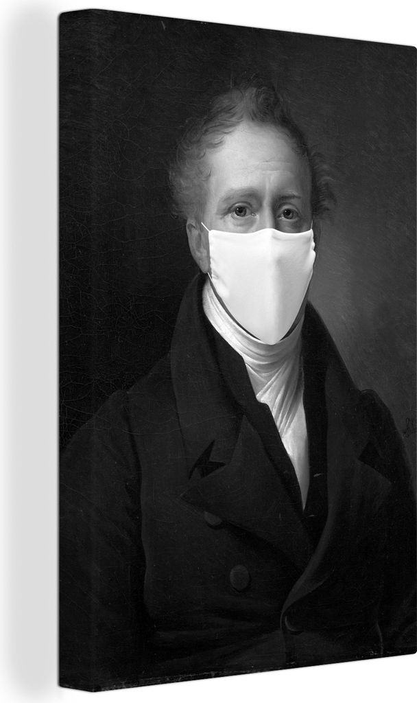 OneMillionCanvasses - Leinwandbilder - 90x140 cm, Daniel Francis Schas mit einem weißen Mundschutz - Gemälde von Alexandre Jean Dubois Drahonet...