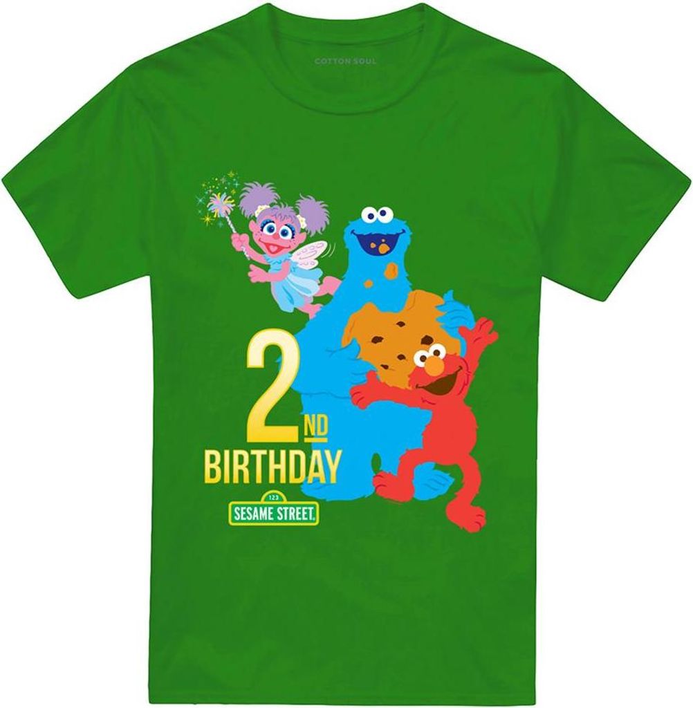 Sesame Street - T-Shirt für Herren/Damen Uni, 2 Geburtstag TV28969 (XXL) (Irisches Grün)