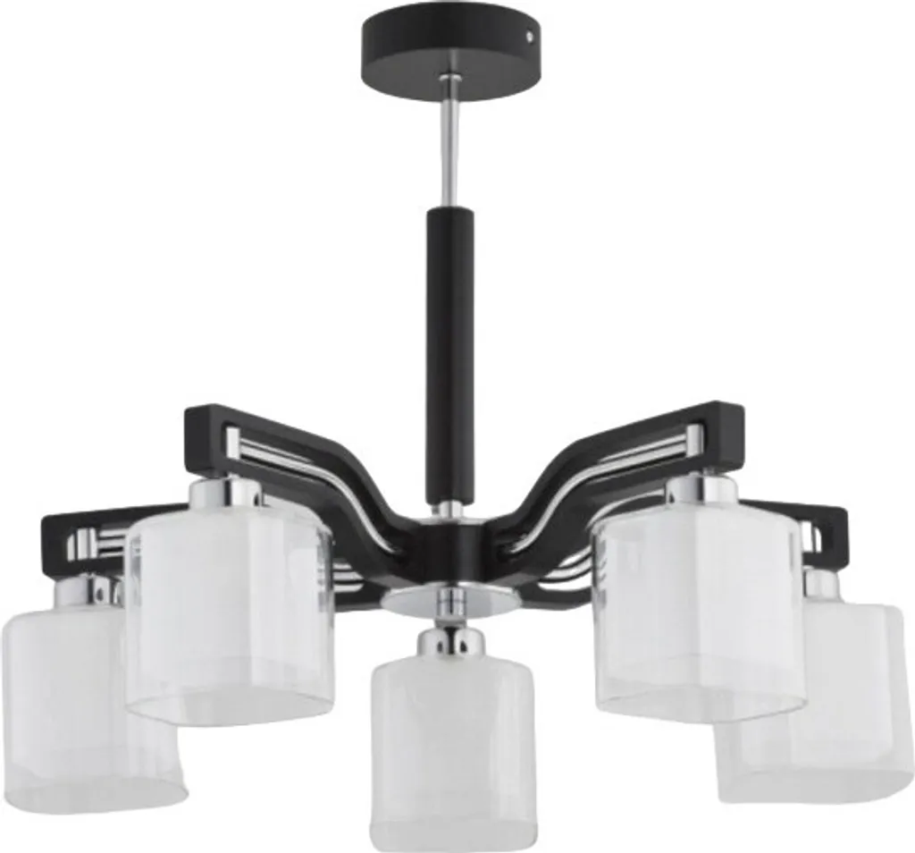 Suspension CONSUL VENGE Noir et Blanc Alfa - Lustre Bois 5xE14 51cm