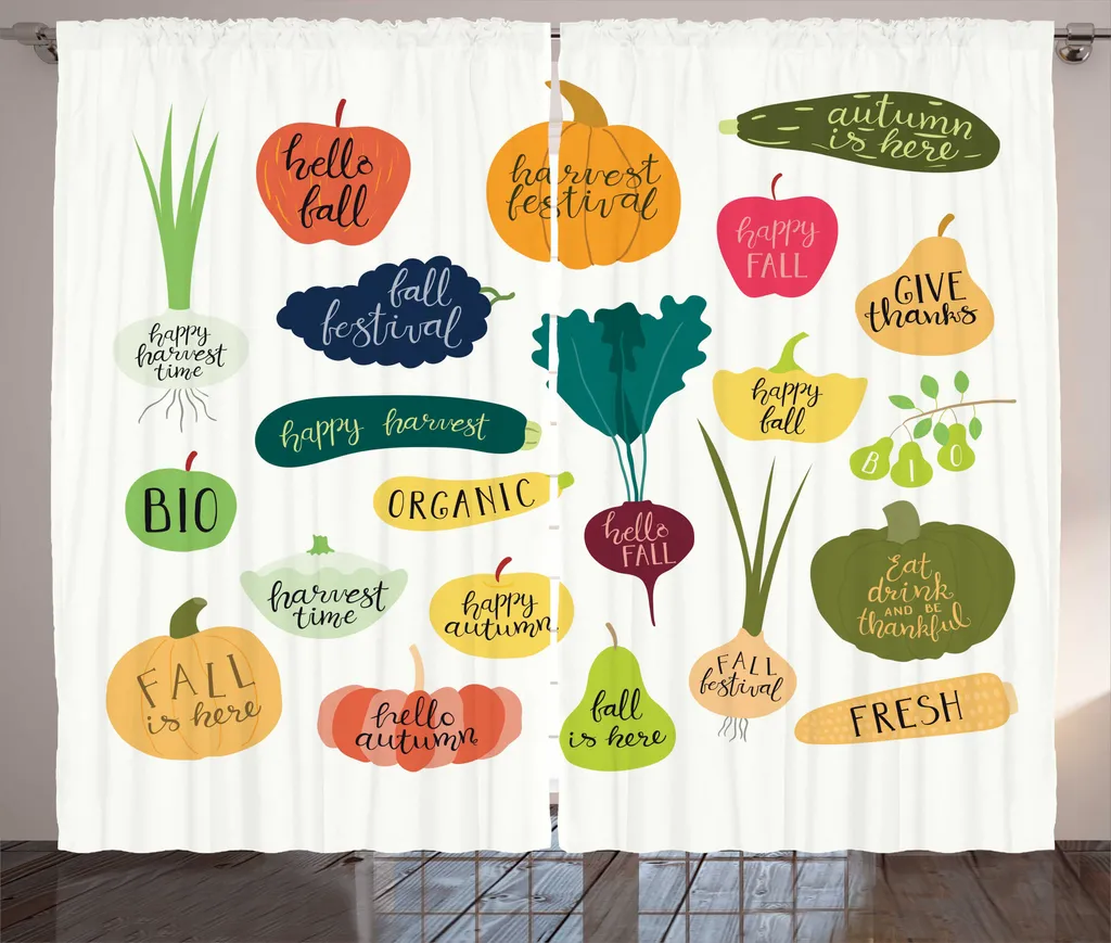 Tenda Country Chic ABAKUHAUS Motivi Vegetali 280x175 cm Multicolore