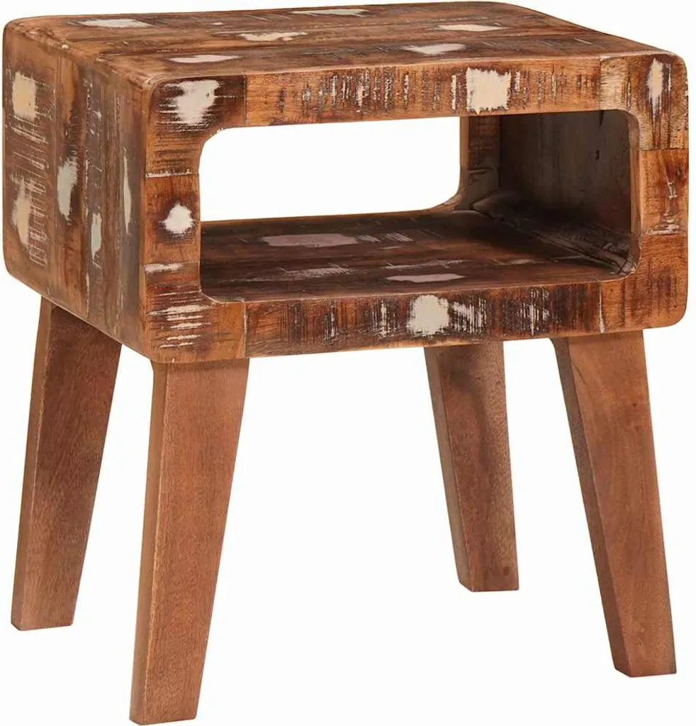 Tavolino Marrone 40x32x46 cm in Legno Massiccio Riciclato | Stile Vintage
