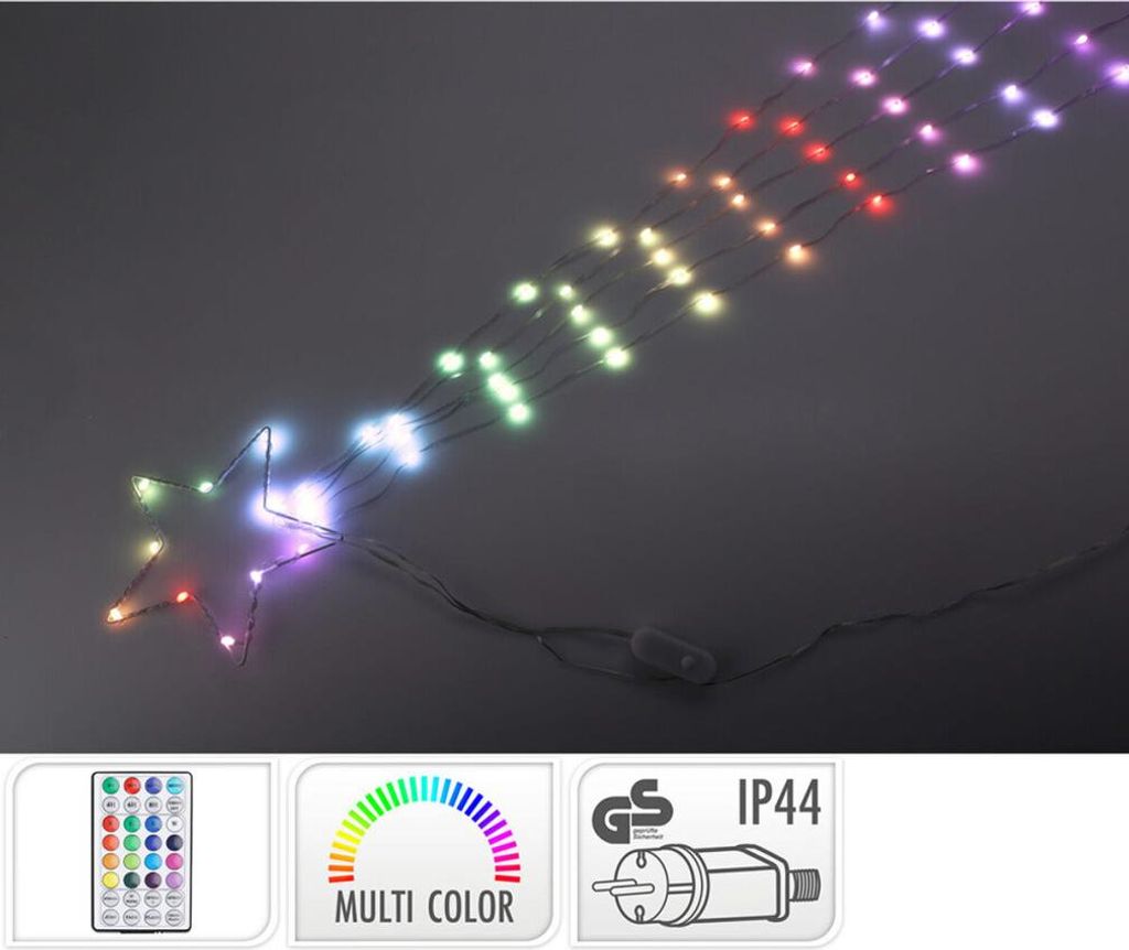 LED Sternschnuppe Lichterkette RGB Timer mit Fernbedienung Produktbild 