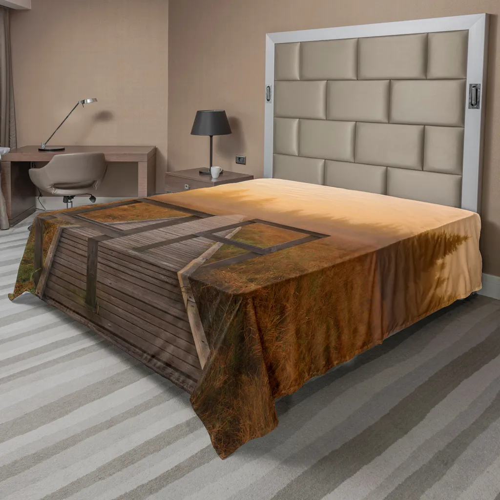 Drap de lit doux infroissable motif forêt naturelle 266x260 cm Brun