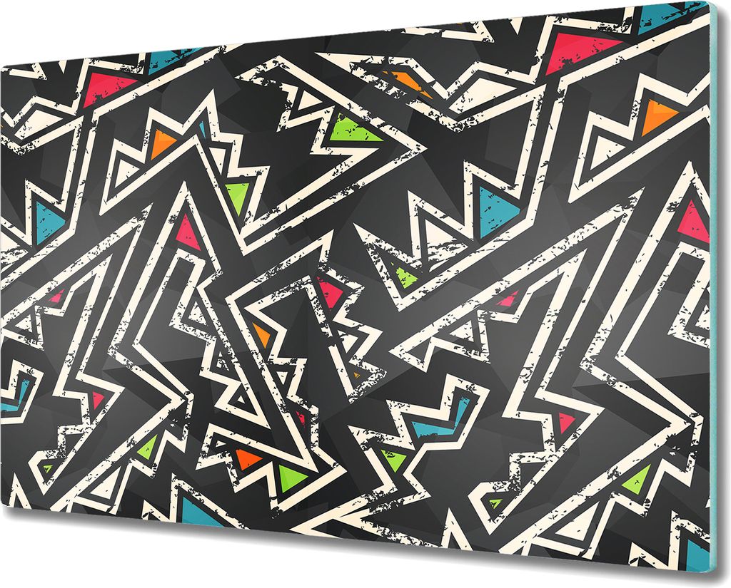 Glas-Herdabdeckplatte Glaskeramikkochfeld-Abdeckung Spritzschutz - 80x52 cm - Graffiti Grau Blau