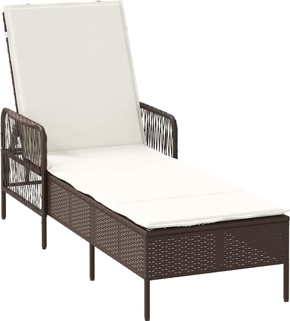 "SALE 2026"Liegestuhl/Relaxliege - Sonnenliege Braun und Creme Weiß 55x200x92cm Poly-Rattan - 55x200x92cm - 55x200x92cm - Gartenliegen DEMöbel877153