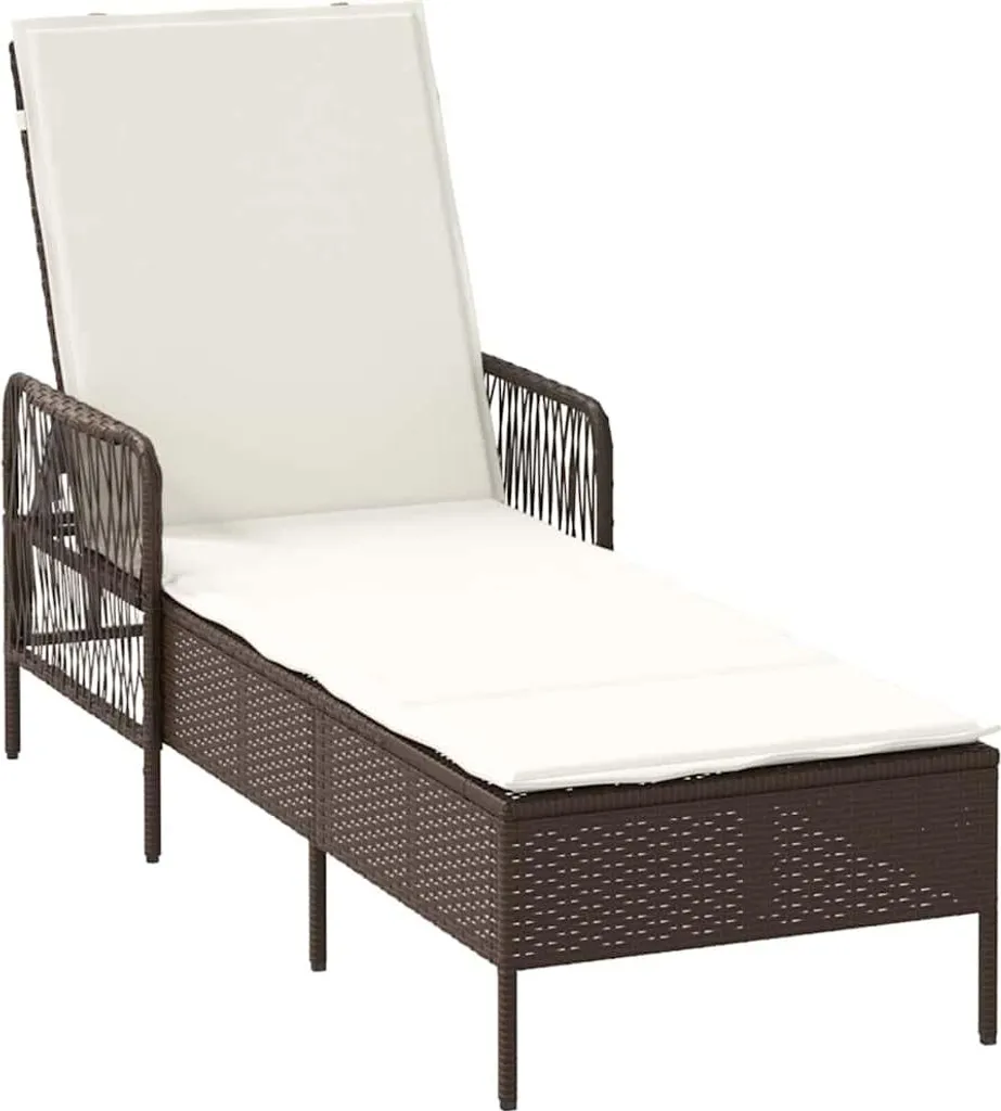 vidaXL Lettino con cuscino Marrone 157 x 55 x 92 cm Poly-rattan