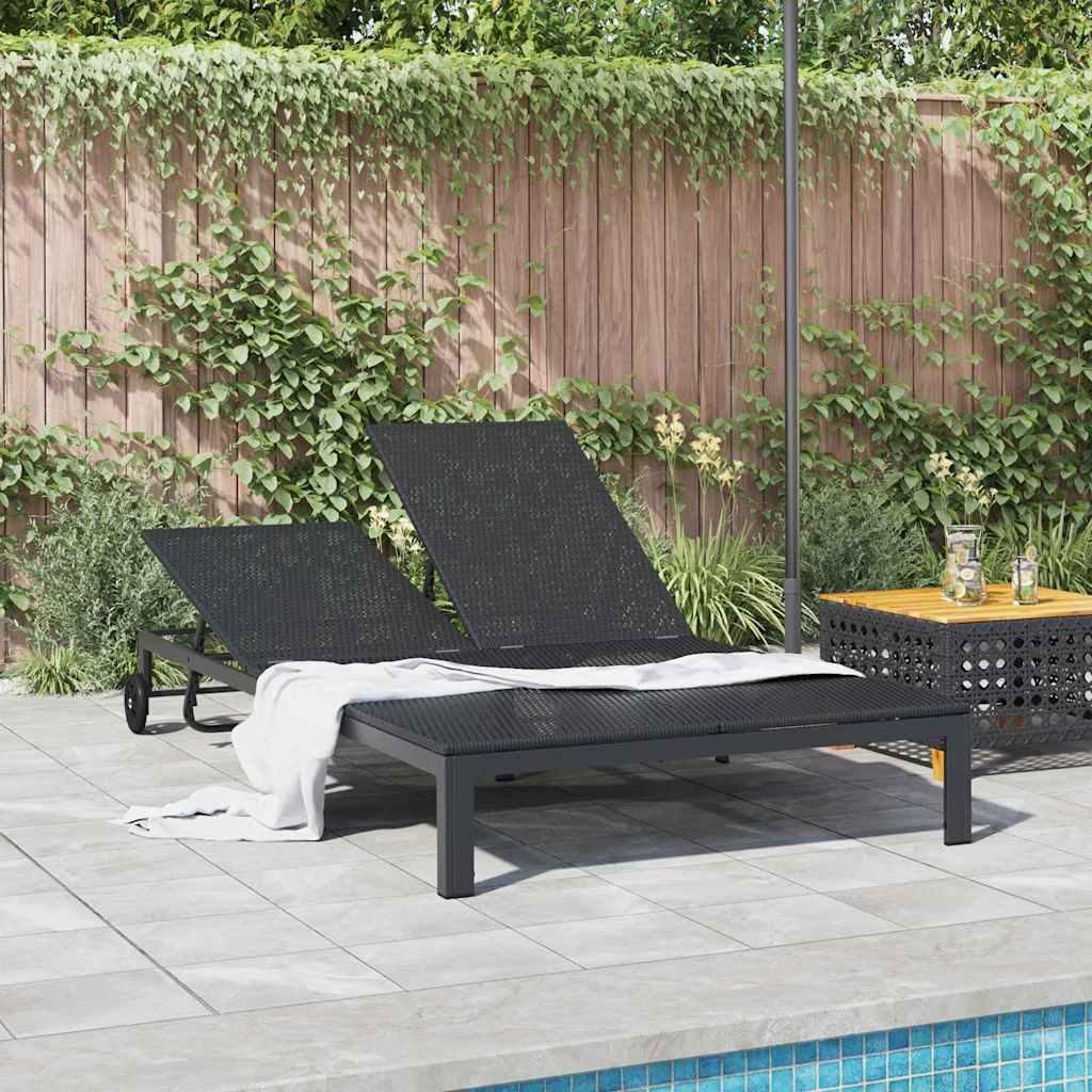 "Springschlussverkauf "Sonnenliege - HOMMIE - moderne Gartenliege/Gartenmöbel - 1-Person Schwarz 206x62,5x74cm Poly-Rattan - Gartenliegen DEMöbel...