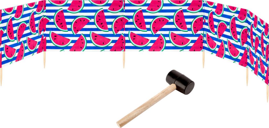Garronda Strand Windschutz Sichtschutz 6m lang plus Gummihammer GAEX001 (Wassermelone-66, 6 m)