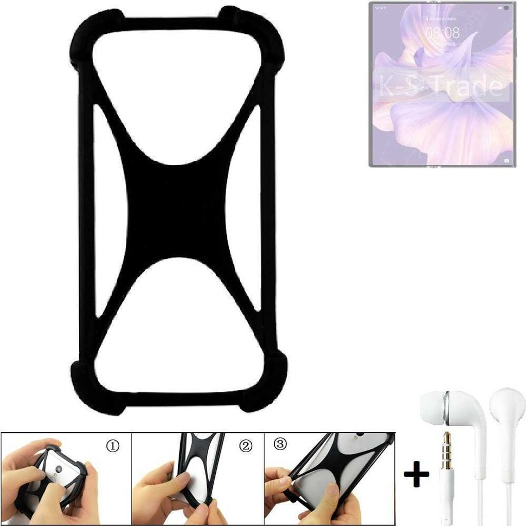 K-S-Trade Handy-Hülle + headphones kompatibel mit Huawei Mate Xs 2 Schutz-Hülle Bumper Silikon Cover Case Silikoncase Silikonbumper TPU Softcase