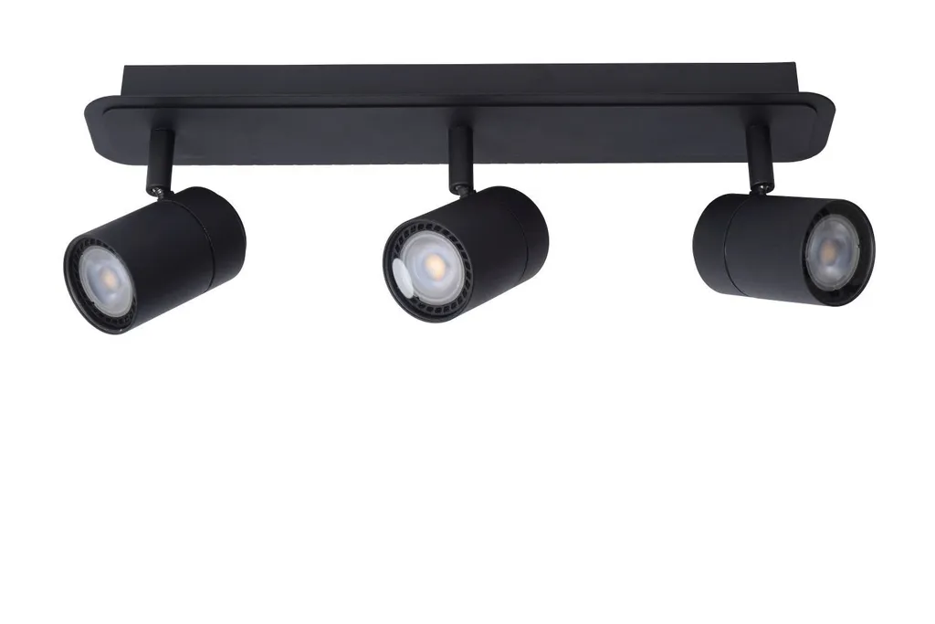 Plafonnier orientable LENNART noir métal IP44 avec 3 spots GU10 15x40cm